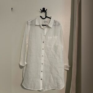 NWOT Chicos White Button-Up Shirt Medium 100 Percent Linen